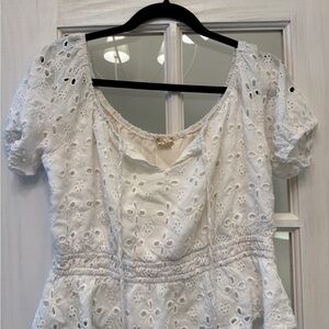 White Eyelet Cotton Blouse